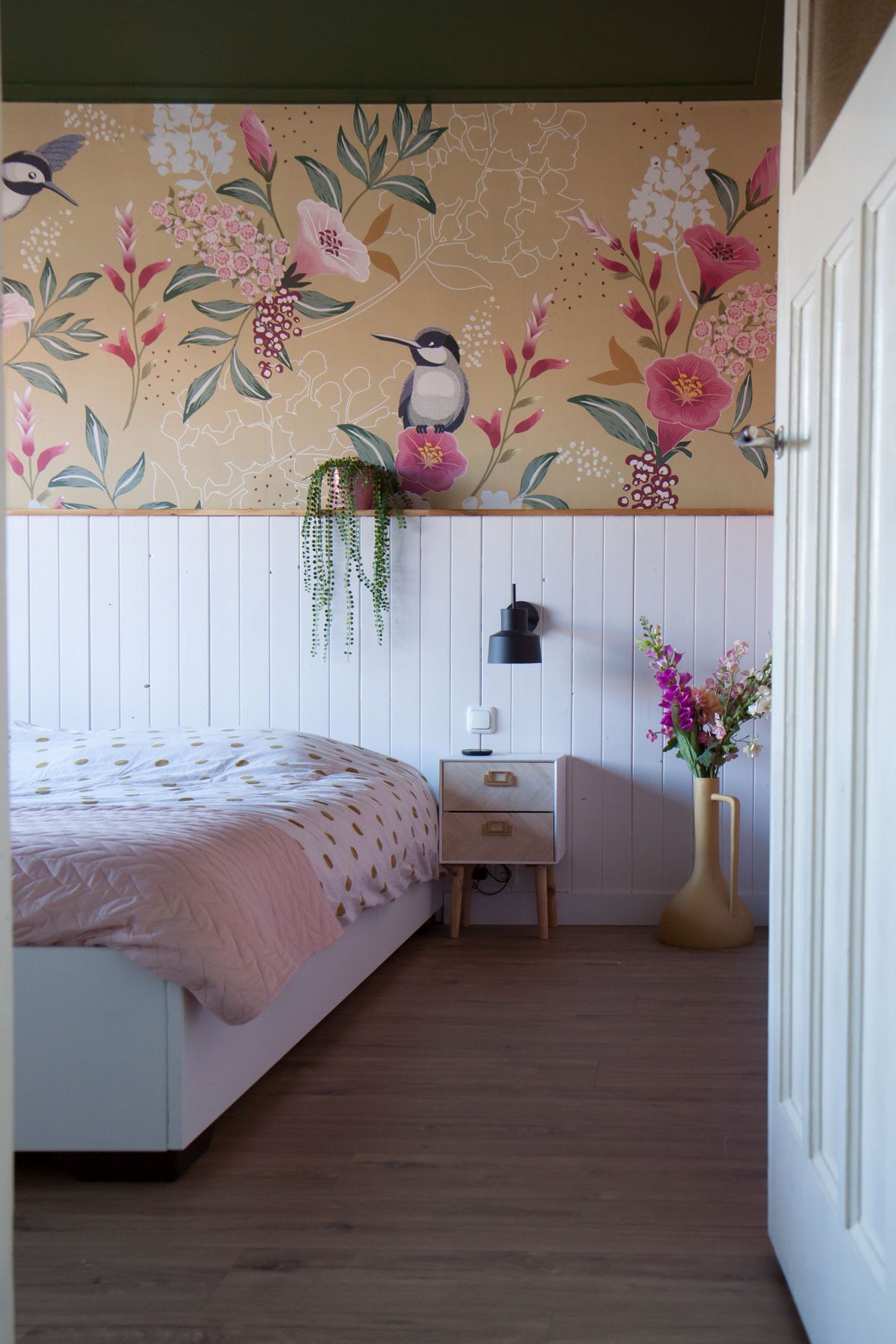 Slaapkamer met eigen ontworpen fotobehang
